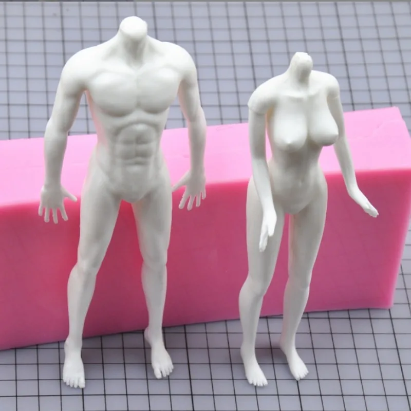 Polymer Clay 3D Doll Body Shaped Molds Silicone Female Male Body Clay Mold Figures Polymer Mold Face Doll Resin Moulds