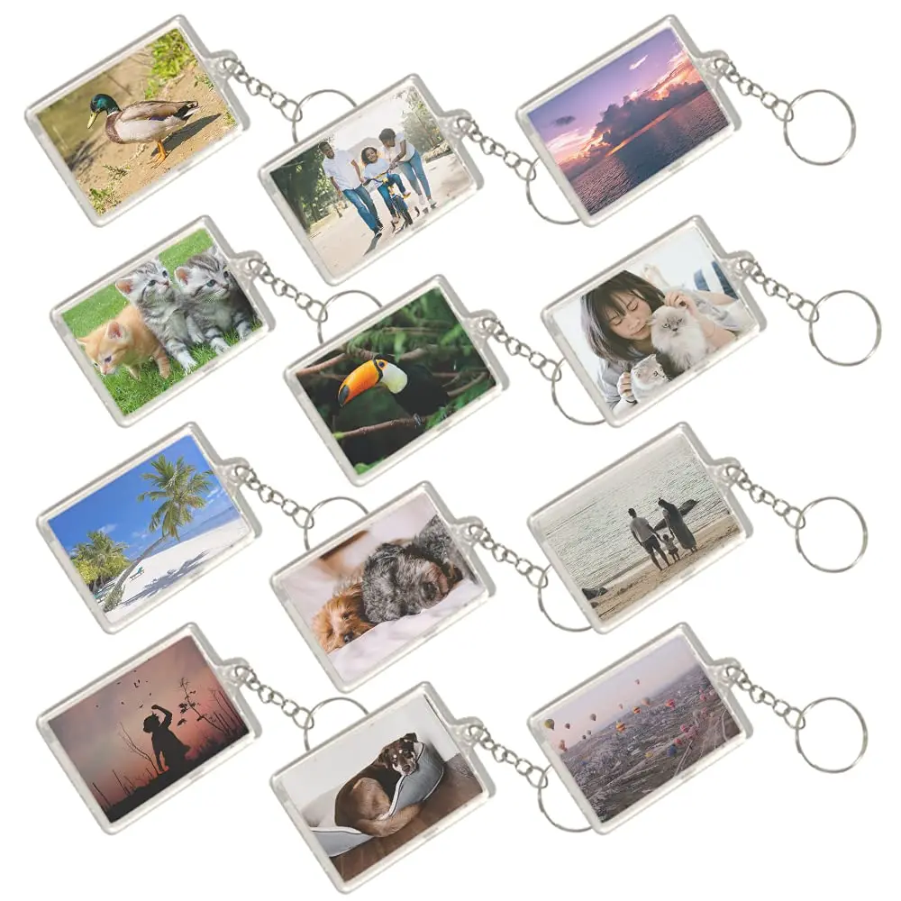 

10Pcs Acrylic Photo Keychains for Kids Picture Keychain Set with a Clear Slot for Photos Classic Keychains for Adults and Kids