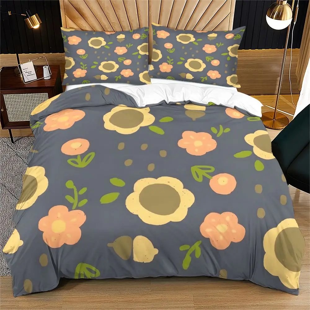 Retro Floral Acorn Duvet Cover Bedding Set Comforter Cover No Filler Farmhouse Bedroom Soft Decor
