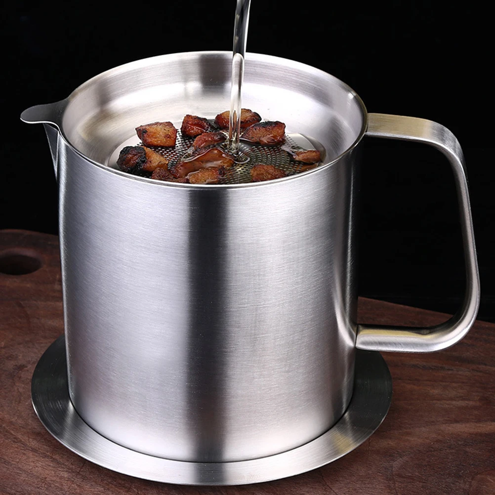 

Stainless Steel Stainless Steel Oil Pot Pot Leakproof Can Lid High Capacity Kitchen Supplies Suitable for Home Restaurant