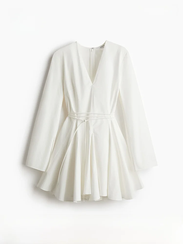 

Элегантное платье с рукавами-колоколами H&M из смесового хлопка, короткое, с V-образным вырезом, летнее, женское, модное, 1282778, женская юбка с пышным подолом