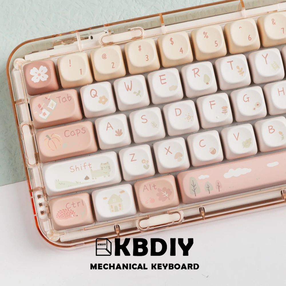 KBDiy 141 Keys/Set MOA Profile PBT Forest Cabin Keycaps for Mechanical Keyboard Gaming MAC Key Caps DIY Custom Caps for GMK67 64