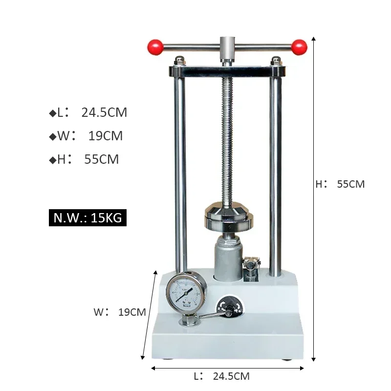 Dental Lab Equipment Flask Compress Pressure Gauge Indication Hydraulic Press With Reline Jig