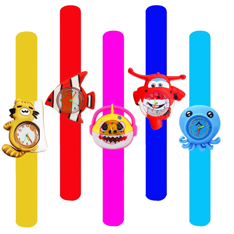 Tigre amarillo de dibujos animados 3D para niños, lindos relojes para niños, Bandas de silicona Slap, relojes de pulsera de cuarzo para niños y niñas, regalos de reloj