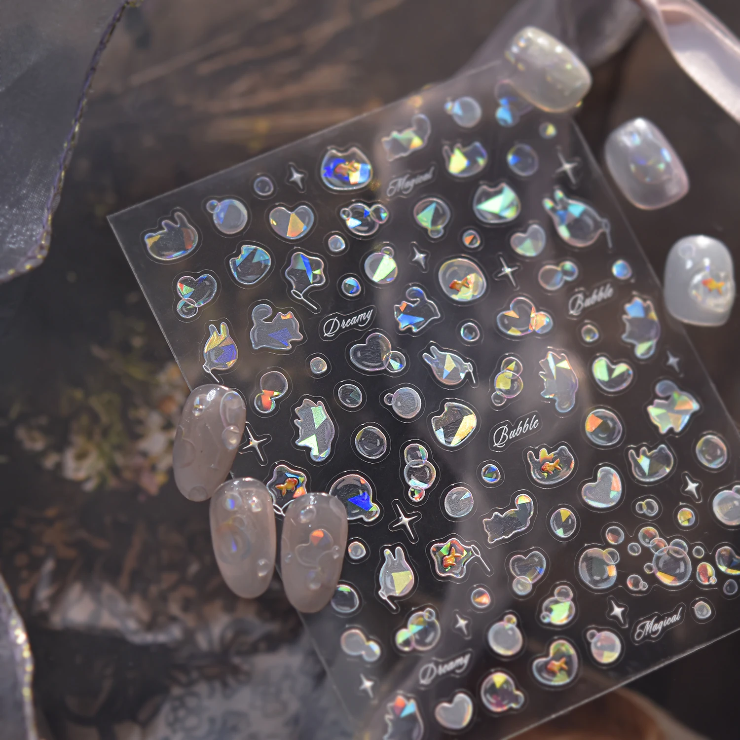 1 pz adesivi per unghie a bolle colorate accessori per nail art stile prospettiva semplice decorazione per nail art adesivi in rilievo 5D