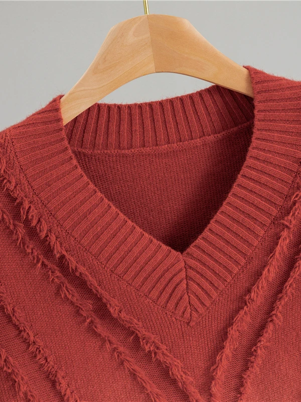 الكورية Sle كلية Preppy اللون بلو متماسكة سترة مستديرة Ne مهدب Faionable تخفيف ودية المرأة طويلة Sve