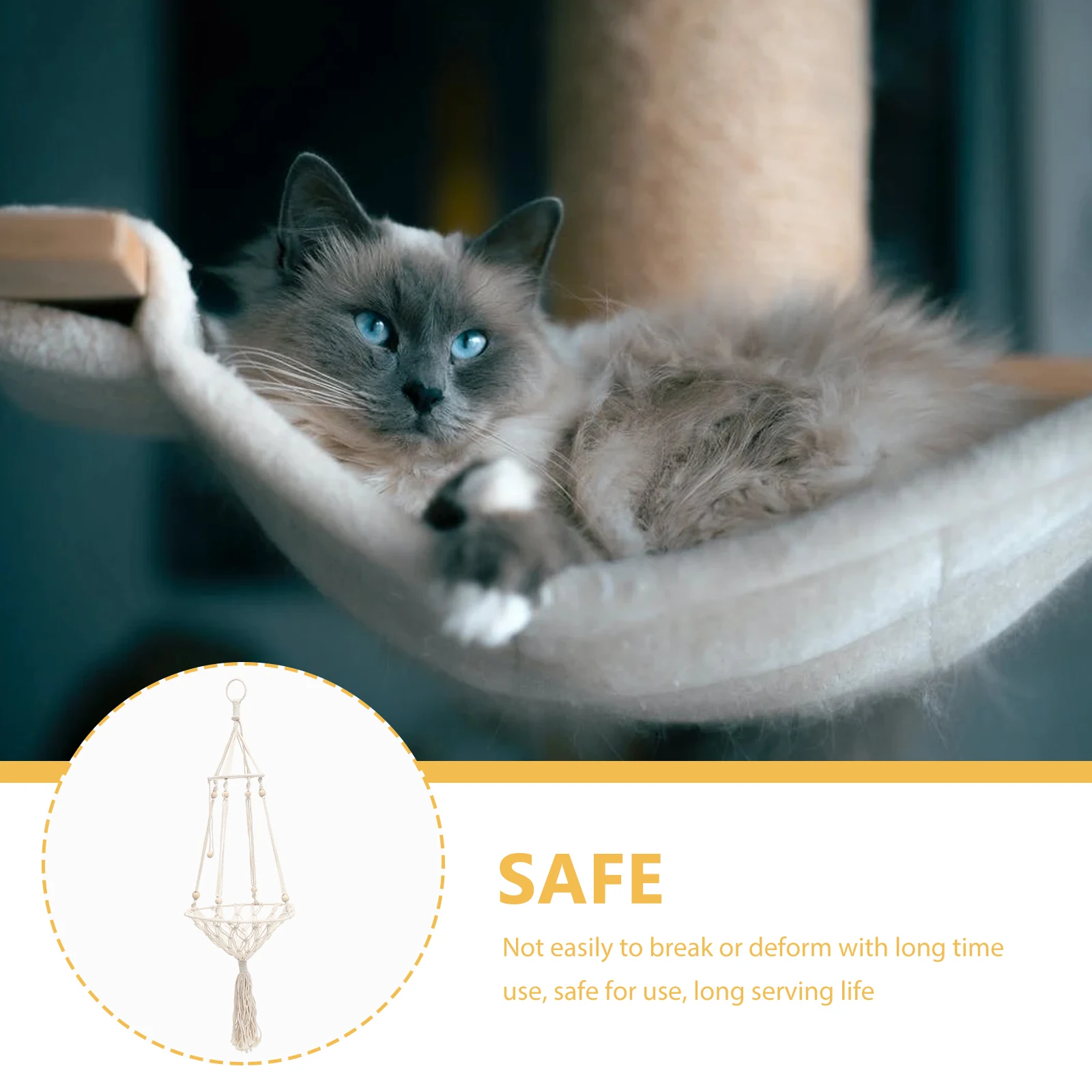 

Bohemian Macrame Cat Hammock Hanging Bed Handwoven Indoor Pet Swing Comfortable Durable Lightweight Easy Install Safe Long