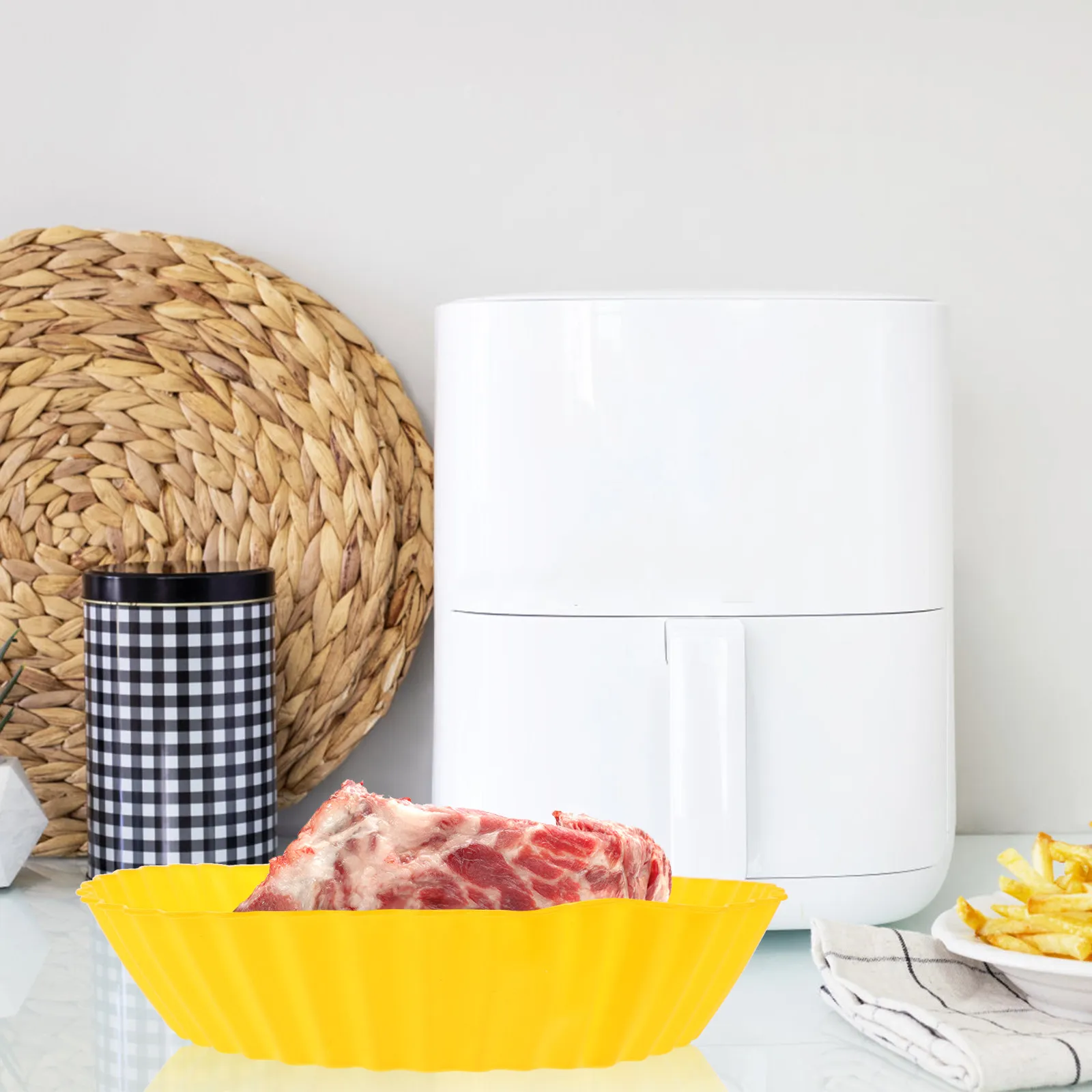 2 Peças de Silicone para Fritadeira de Ar, Forro Reutilizável Antiaderente Espessado para Cesto, Acessórios para Fritadeira de Ar, Bandeja de Coziment