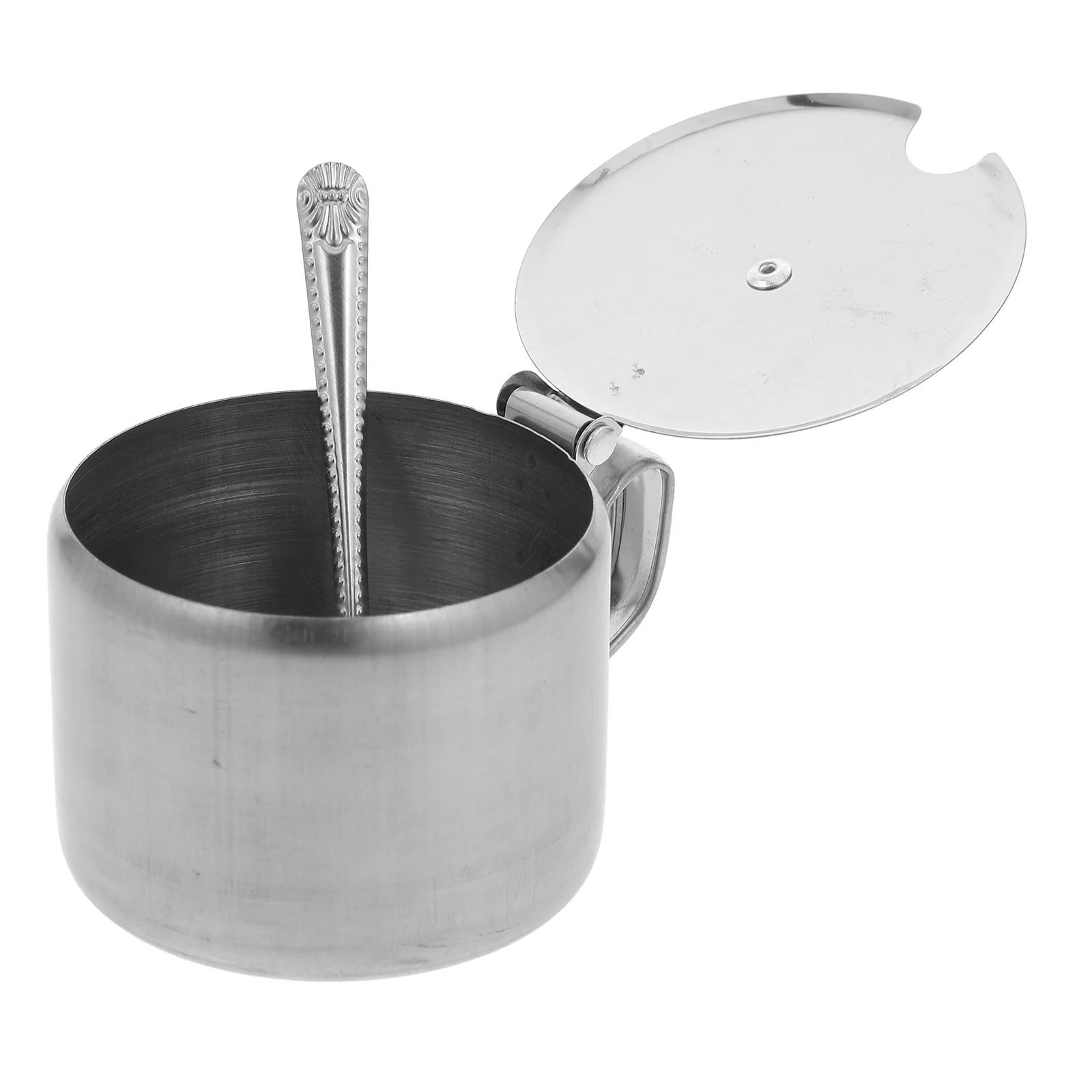 

Stainless Steel Sugar Container Lid Spoon Kitchen Salt Pepper Seasoning Bowls Restaurant Home Sugar Bowls with Lid