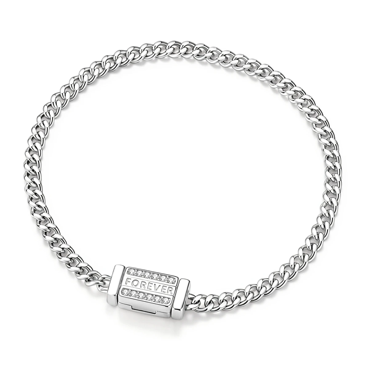925 Sterling Silver Bracelet Eternal Shine Flat Side Cut Bracelet Sparkling Stackable Chain Women Man Fashion Jewelry  Wholesale