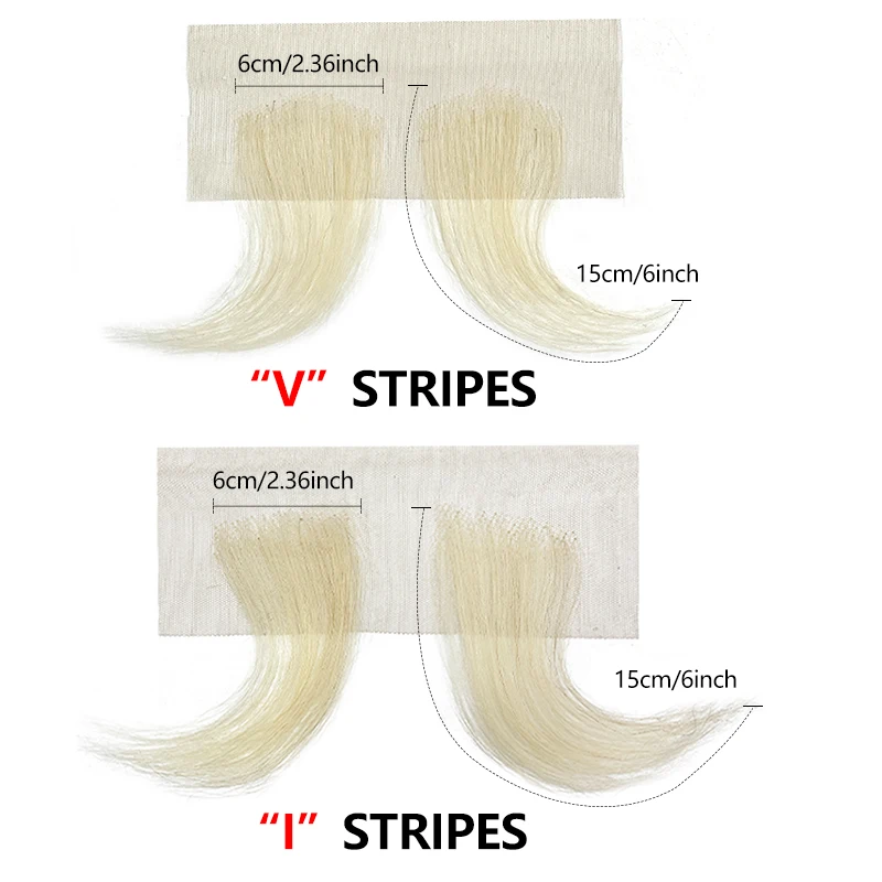 ผมแท้ 100% ทำมือ ยาว 15 ซม. สี 613 #   แผ่นปิดไรผม/ปิดผมด้านข้าง/ปิดขอบผมสีดำ/ขอบลูกไม้/ปิดผมหน้าม้าแบบธรรมชาติมองไม่เห็นรอยต่อ