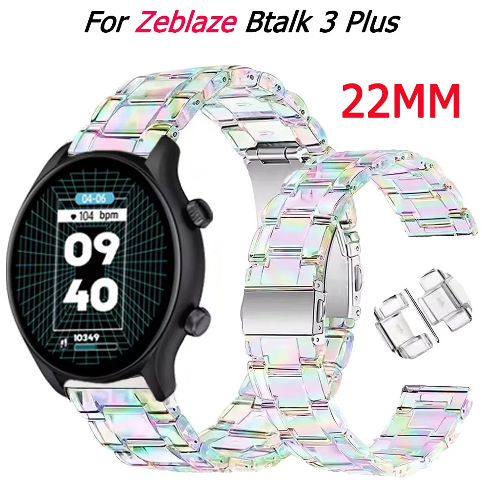 Pulseira transparente de 22mm para zeblaze além/airs/balk 3 plus, pulseira de resina para zeblaze gts 3/gtr 3 pro/vibe 7 pro