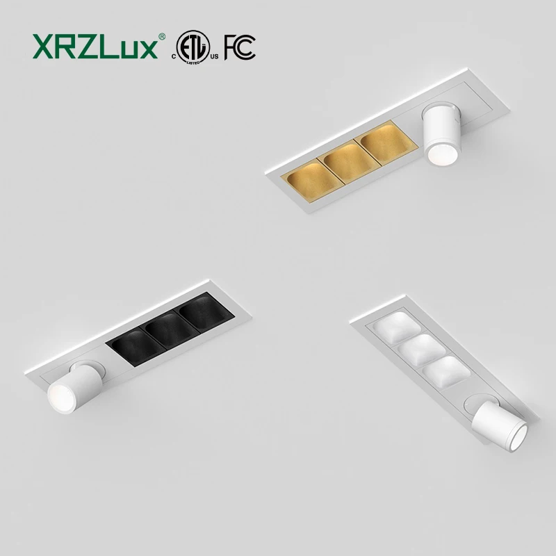 

XRZLux Grille Light Spotlight Led Linear Downlight 10W 20W Multiple Head LED Lamp Recessed Adjustable Angle Ceiling Spotlight