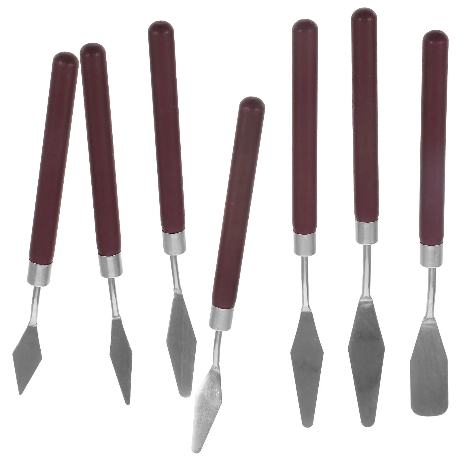 

7Pcs Art Painting Scrapers Wooden Handle Metal Painting Tools Oil Paint Mixing Spatula Set Canvas Pigment Mixing Scrapers