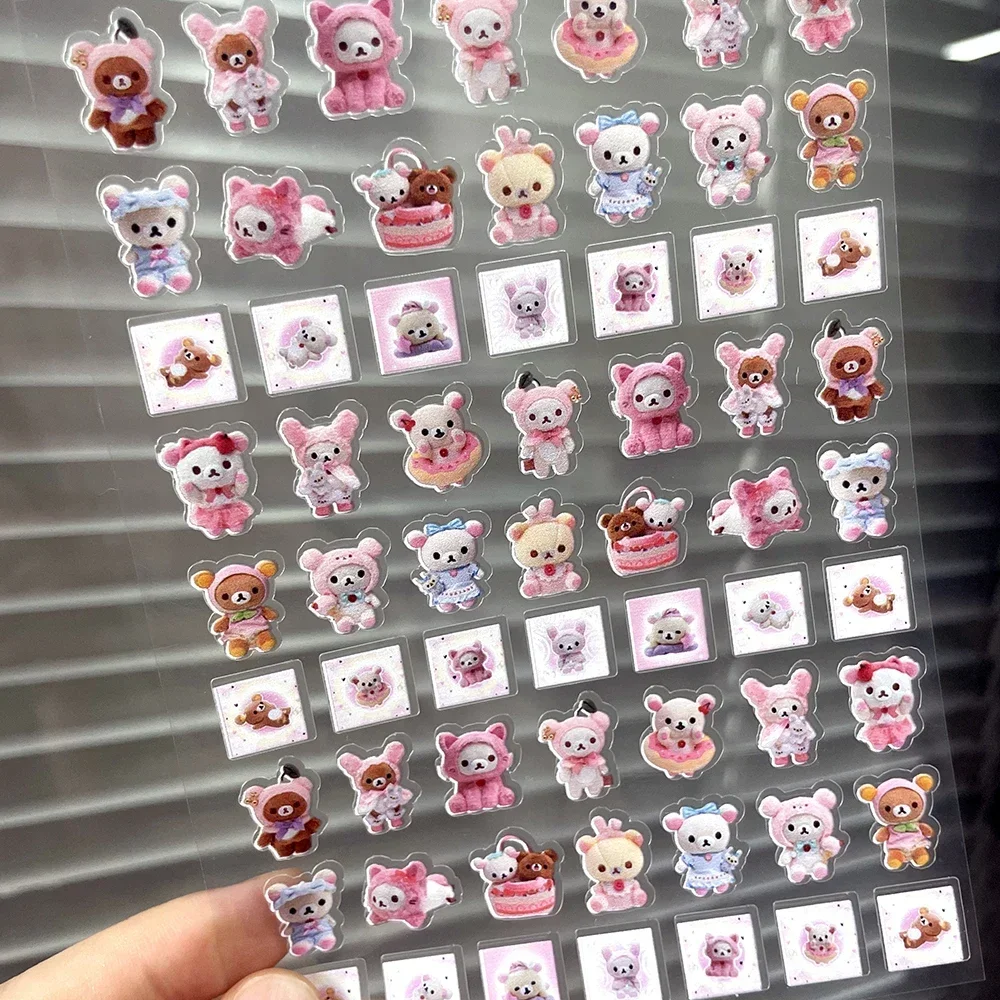 الكرتون لطيف Rilakkuma DIY PVC ملصقات بمادة لاصقة مسمار ديكور فني الوردي سلسلة سجل القصاصات كتيب ملصق مضاد للمياه لعبة الهدايا