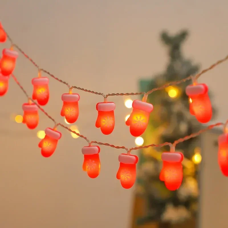 LED سلسلة أضواء عيد الميلاد طاقة البطارية سانتا كلوز أضواء الجرس أضواء الستار نافذة غرفة الكرتون السنة الجديدة الطرف الديكور