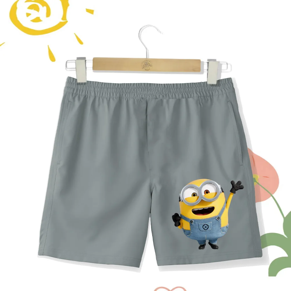 Cute Anime Cartoon Minions Funny Shorts Children's Beach Pants Fashion Boys and Girls Clothing Breathable Four Seasons