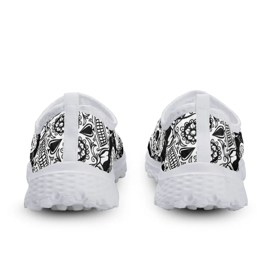 INSTANTARTS Breathable Woman Sneaker Flats Shoes Sugar Skull Print Summer Slip on Ladies Light Loafers Zapatos Mujer Mujer Pisos