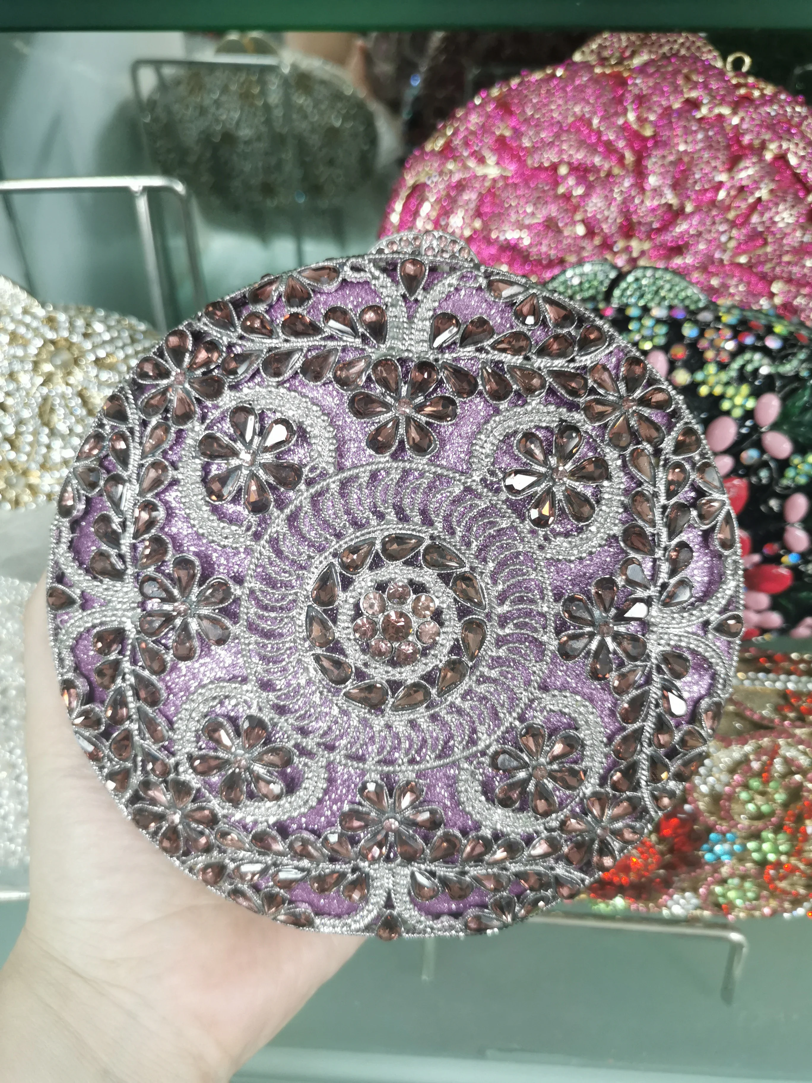 

XIYUAN Women Purple/Red Color Crystal Evening Bag Wedding Party Stones Handbags Purse Lady Diamond Rhinestone Handbag Clutches