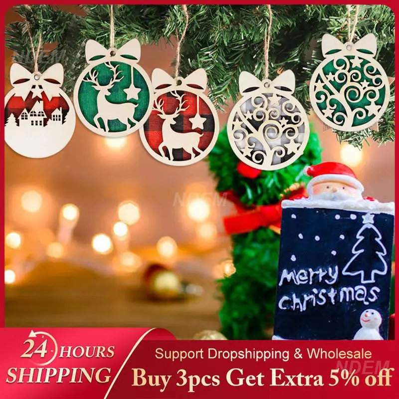 Wooden Pendant Wooden Exquisite Christmas Home Decoration Christmas Ornaments Durable Lightfast Christmas Decoration Reusable