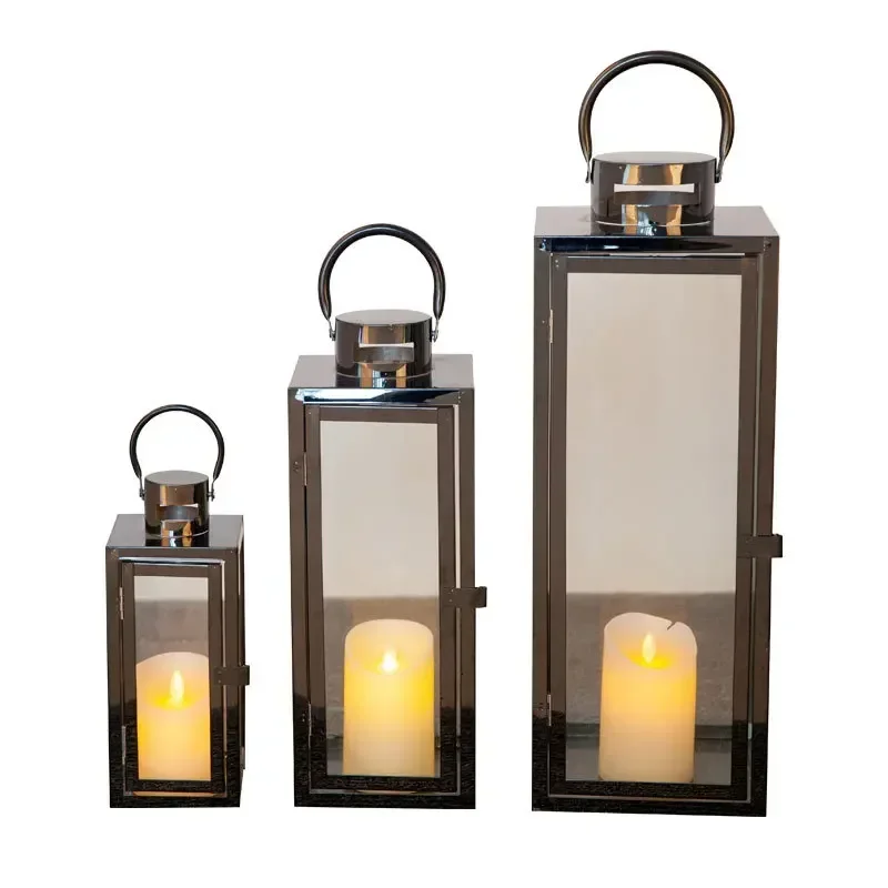 Wrought iron wedding props European set lamp candle holder ornament stainless steel candle candle holder