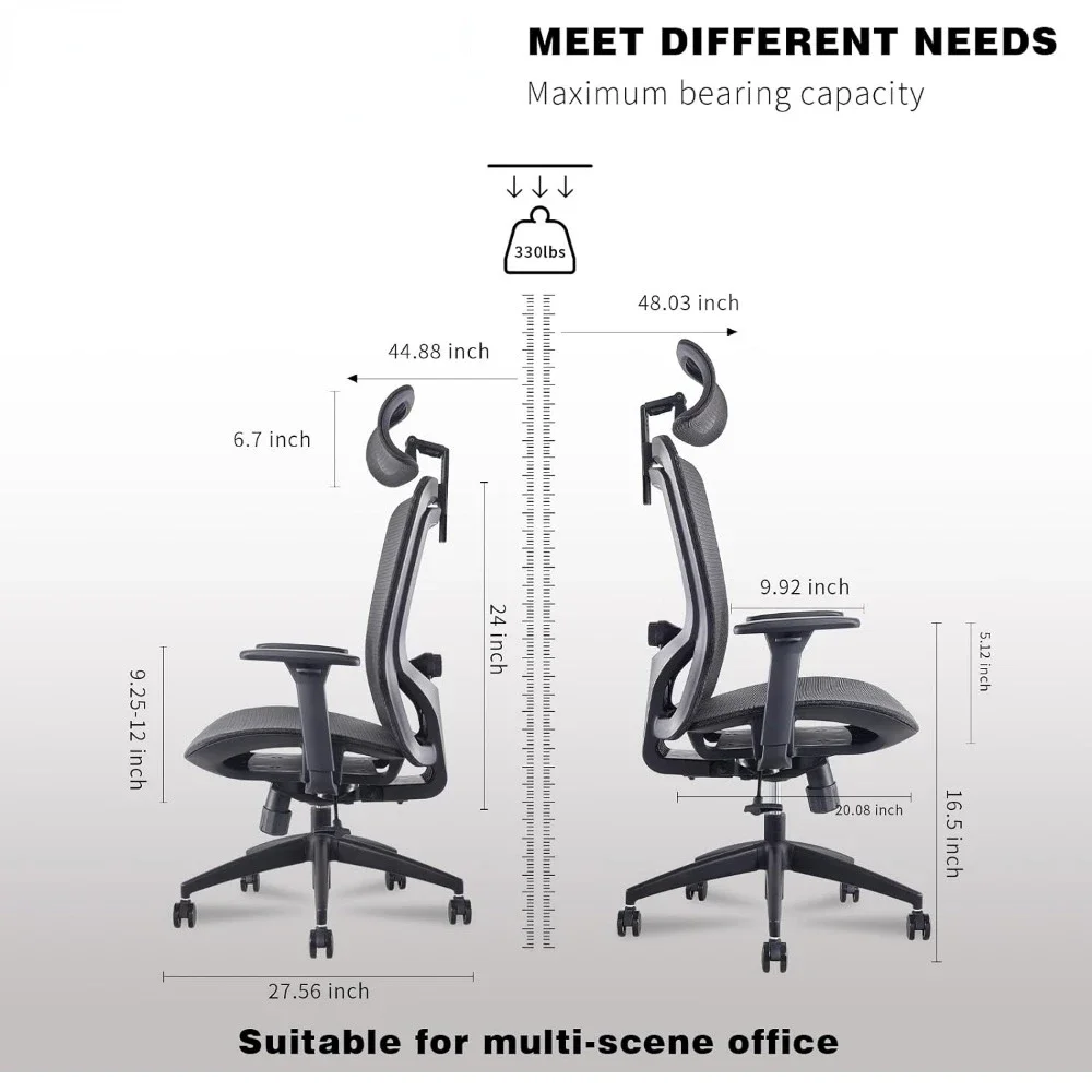 Ergonomic Office Chair - Reclining Office Chair with Mesh Seat and Back,Big and Tall Swivel Rocking Computer Desk Chairs