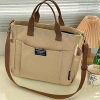 New Urban Minimalist Female Student Large Capacity Commuting Horizontal Canvas Single Shoulder Diagonal Cross Portable Tote Bag