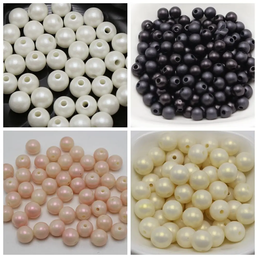 Craft DIY Matte White/Black/Pink/ Ivory   Acrylic Pearl Round Beads Imitation Pearl  6mm-10mm