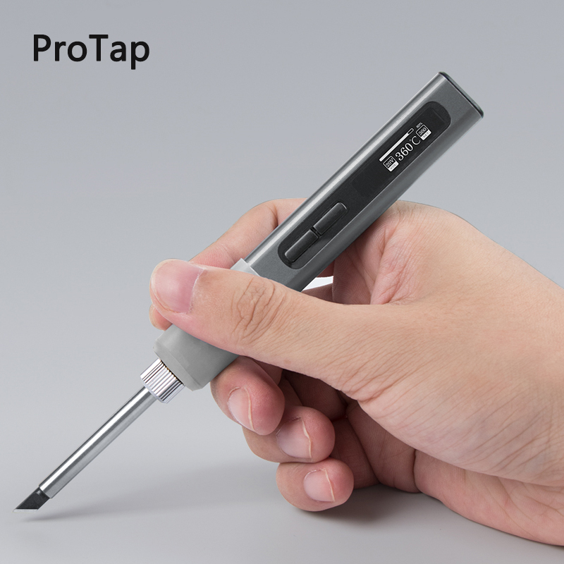  ProTap 65W Portable Electric Soldering Iron Adjustable Temperature Welding Repair Tools OLED Solder Ceramic Heater Soldering Tip 