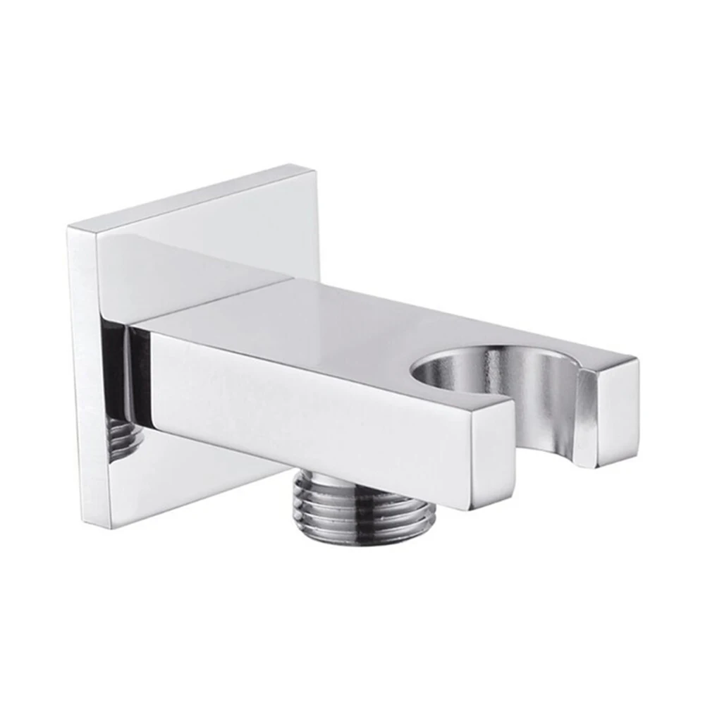 Solid Brass Chrome Shower Holder Wall Mounted Hand Held Shower Bracket & Hose Connector Spout Water Inlet Angle ValveG1/2