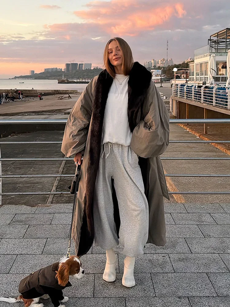 الخريف الشتاء فو الفراء طوق معطف للنساء كبيرة الحجم فضفاضة سترة طويلة الصلبة الفاخرة معطف دافئ 2025 سيدة جديدة موضة أبلى #5