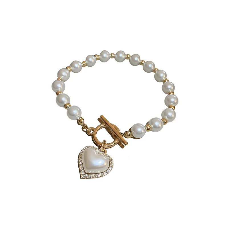 NISHIZAWA French OT Buckle Pearl Heart Bracelet Temperament Bracelet Jewelry