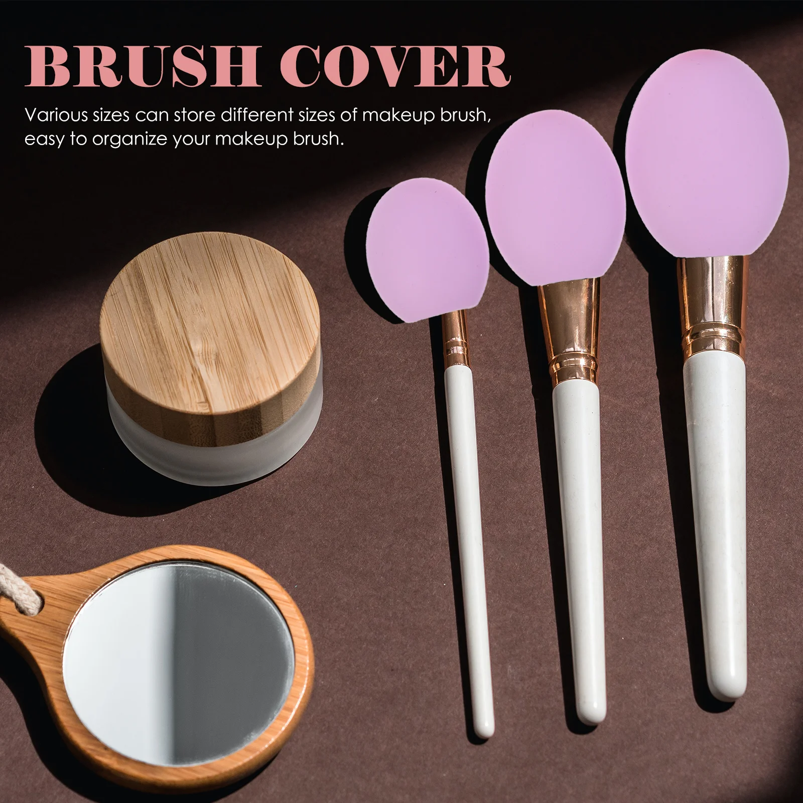 6pcs Makeup Covers Silicone Protective Cover For Travel Home Office Use Makeup Cosmetics Brush Protector Holder