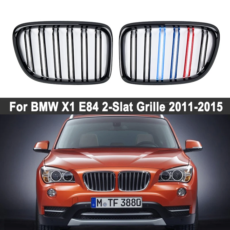 

A Pair Double Slat Kidney Grille Sport Front Hood Grill For BMW X1 E84 2011-2015 Gloss Black/Matte Black/M Color Car Accessories