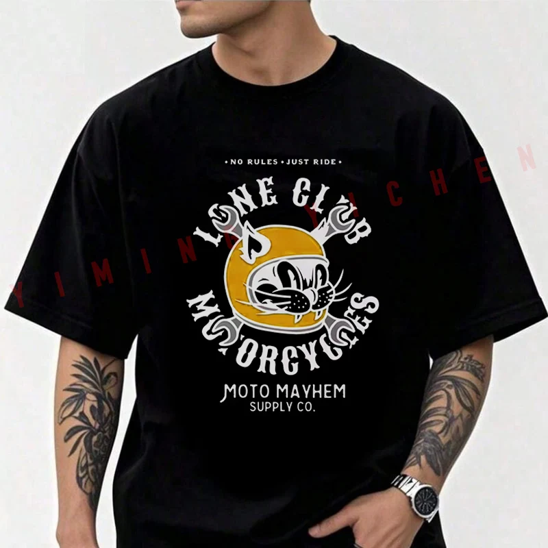 

Men's Moto Cotton T-Shirt Motorcycle Fashionable Trendy Design Tshirt Adventure Casual O-Neck Top Tee