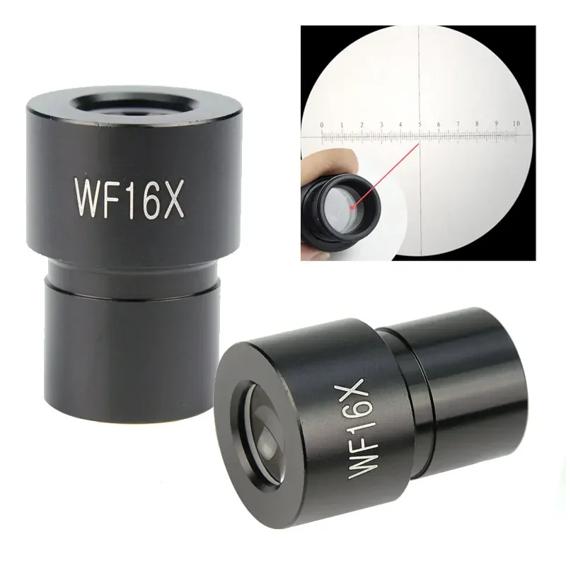 

Pair of 16X Wide Field Microscope Eyepiece with Reticle 23.2mm Mounting Size for Biological Microscope