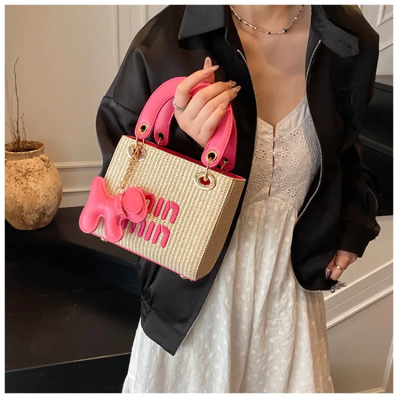 

‌2025 Colorblock Woven Bucket Bag‌ - Stylish Women's Crossbody Purse for Work & Travel, Boho Chic Shoulder Bag with Top Handle