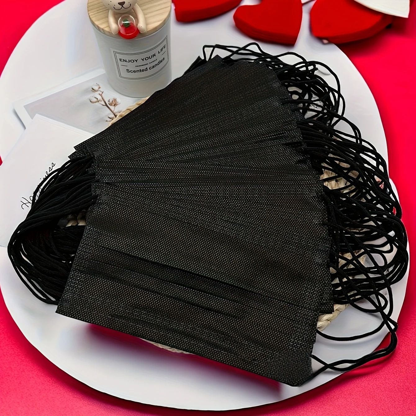 Factory wholesale independent packaging black 3-layer non-woven mask, elastic ear strap for adult daily commuting facial