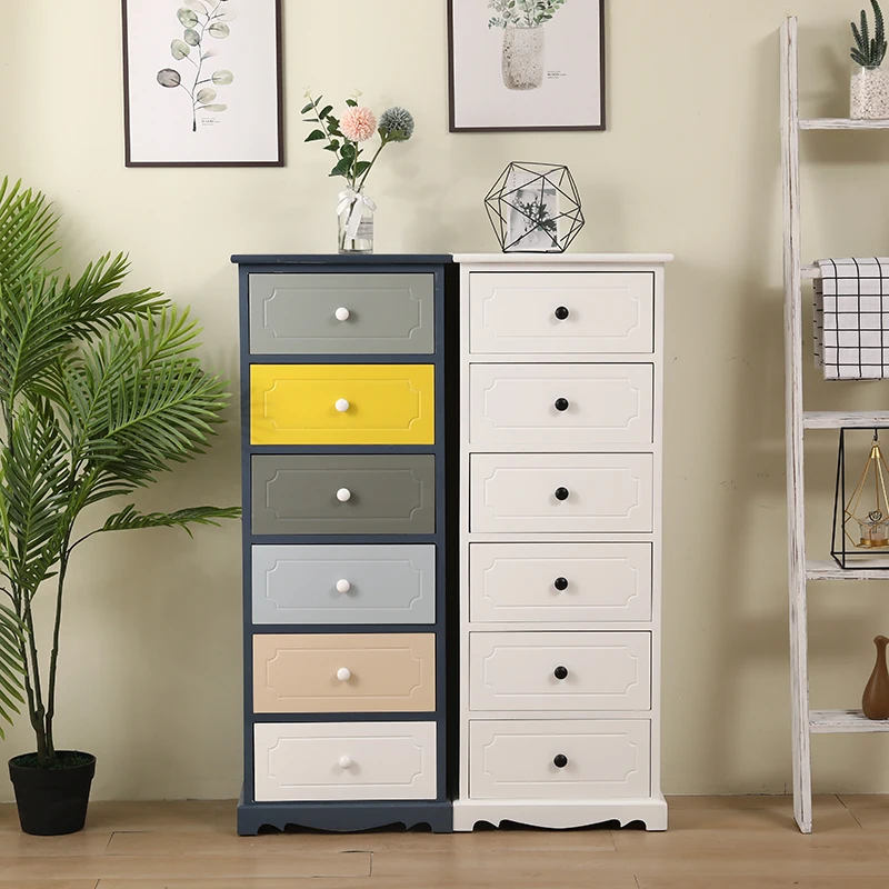 CXH Solid Wood Simple Storage Locker Bedside Chest of Drawers White Small Cabinet Complete Set Special Offer Narrow