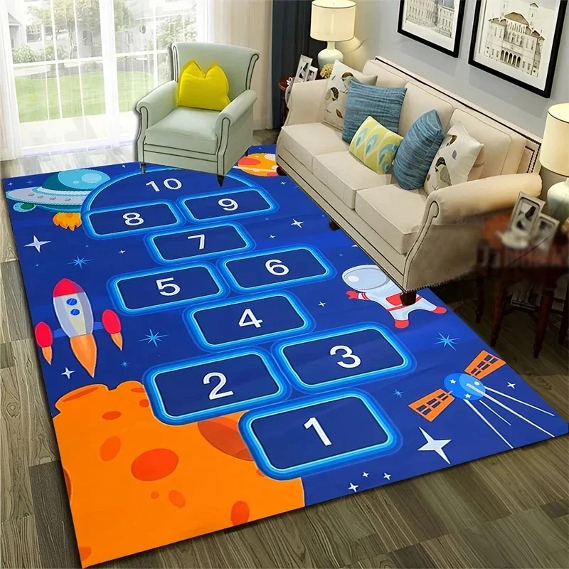 VIKAMA Hopscotch Kids Area Rug Non‑slip Colorful Number Game Carpet For Children Playroom Bedroom Home Floor Decor