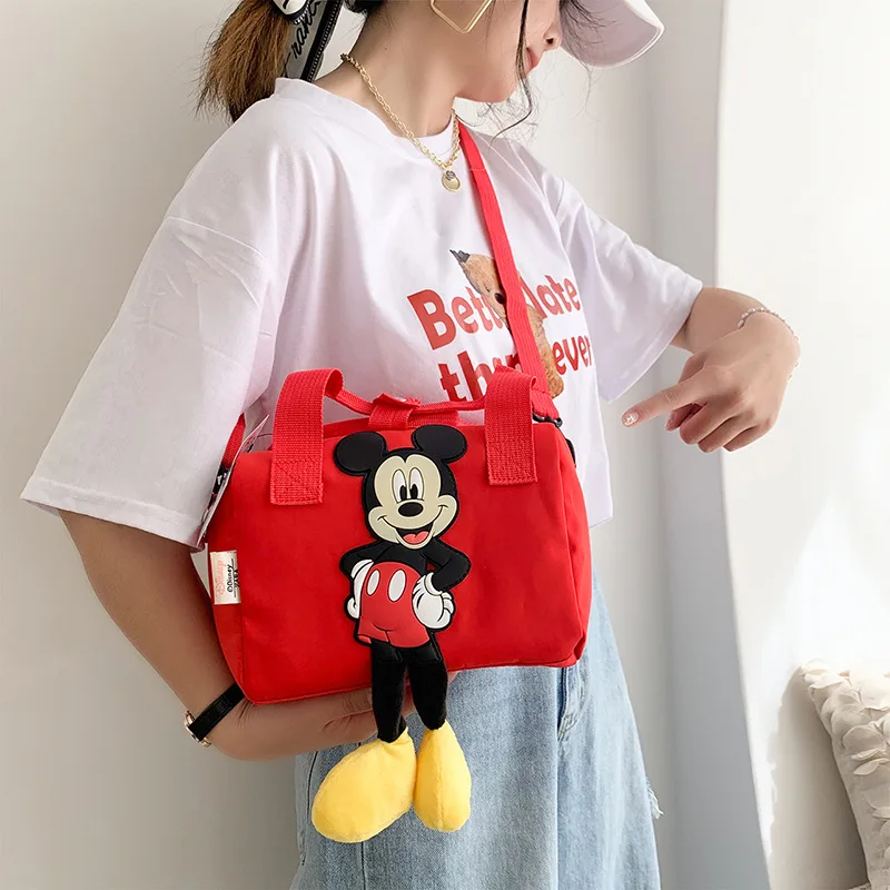 Disney-Bolsas femininas de ombro mickey mouse, cartoons, bolsa de nylon, bolsa mensageiro, bolsa anime fofa, presentes para meninas, moda, novo, 2024