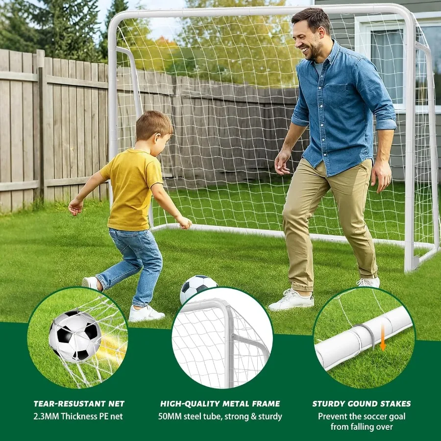 Soccer Goals for Backyard and Indoor Outdoor Practice Durable Metal Soccer Goals in Multiple Sizes 12x6FT 16x7FT 10x6FT 8x6FT 6