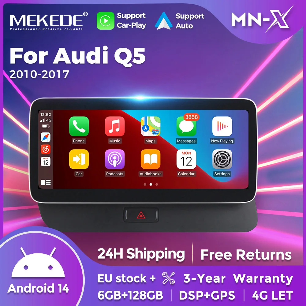 MEKEDE 4G LTE 8 Core 128GB sans fil Carplay Android Auto pour Audi Q5 2009-2017 GPS DSP autoradio stéréo lecteur vidéo multimédia