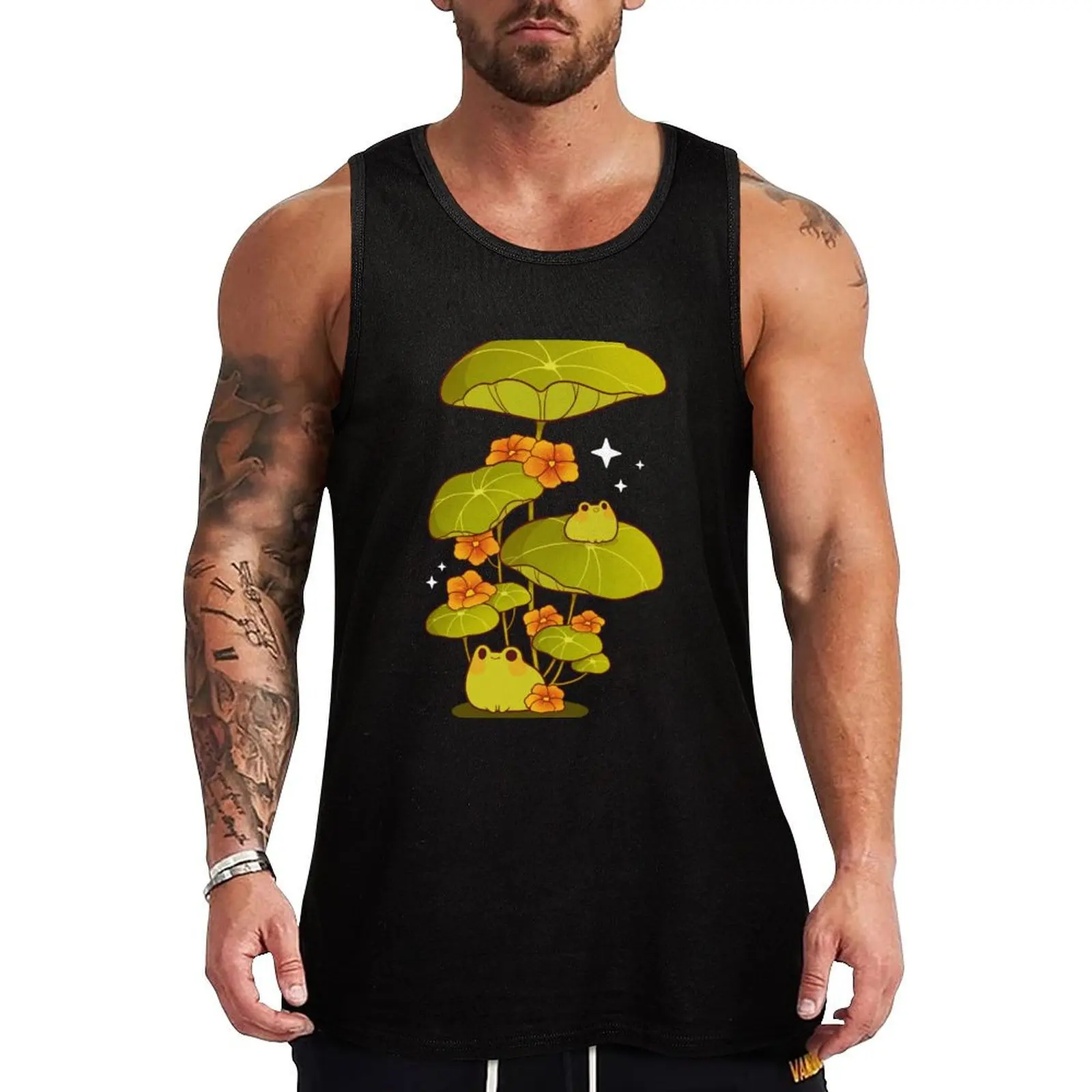 

Froggies on watercress Tank Top Moisture Wicking Sports Tank Top Running Workout Shirt