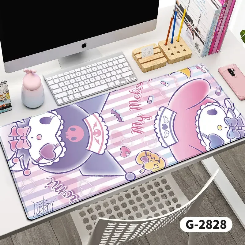 Sanrios Kuromi Mouse Pad kawaii Anime Cartoon Large Rubber Locking Edge Big Computer Large XXL Mousepad Laptop Desk Table Mat