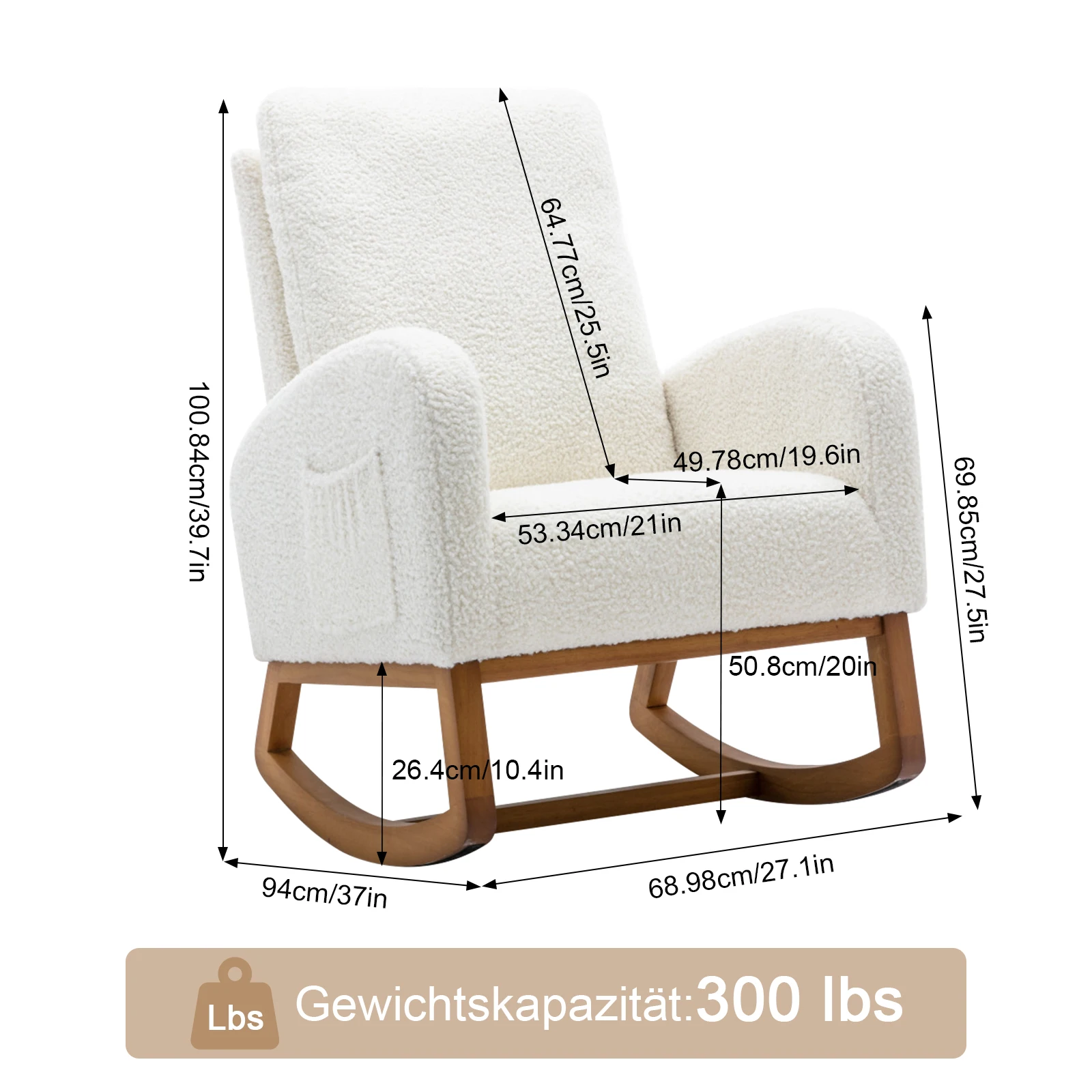 Fotel bujany w nowoczesnym stylu, wyściełane krzesło przesuwne z wysokim oparciem do salonu. Nadaje się do salonu i sypialni