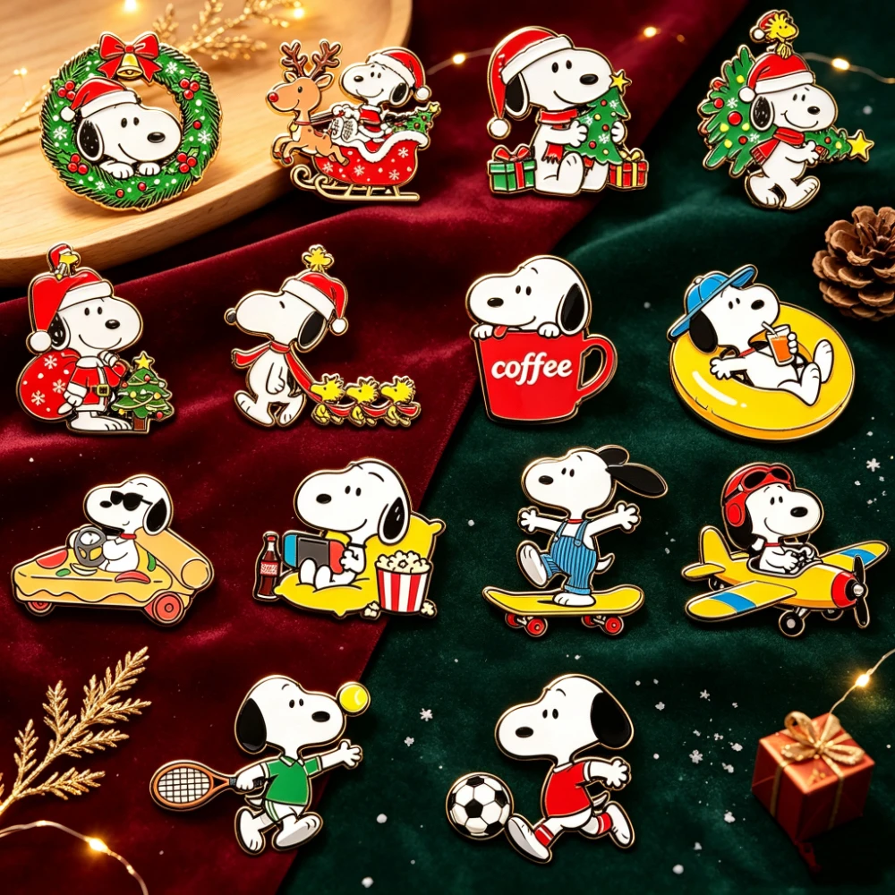 11/14/ 15 Pcs Enamel Pin Set Cartoon Charlie Brown Woodstock Brooch Lapel Pins for Backpack Clothes Badge Cute Fans Gift
