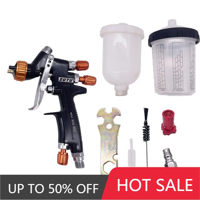 

SUTU Spray Gun Mini 931G 1.2MM Nozzle 250CC Tank With Paint Mixing Cup+Adapter Spray Guns Paint Spray Gun Mini Airbrush