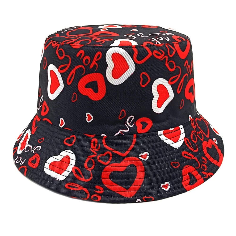 Love Pattern Valentine's Day Gift Bucket Hat Women Men Summer Sunscreen Fisherman Hats Unisex Reversible Panama Fashion Decorate 3