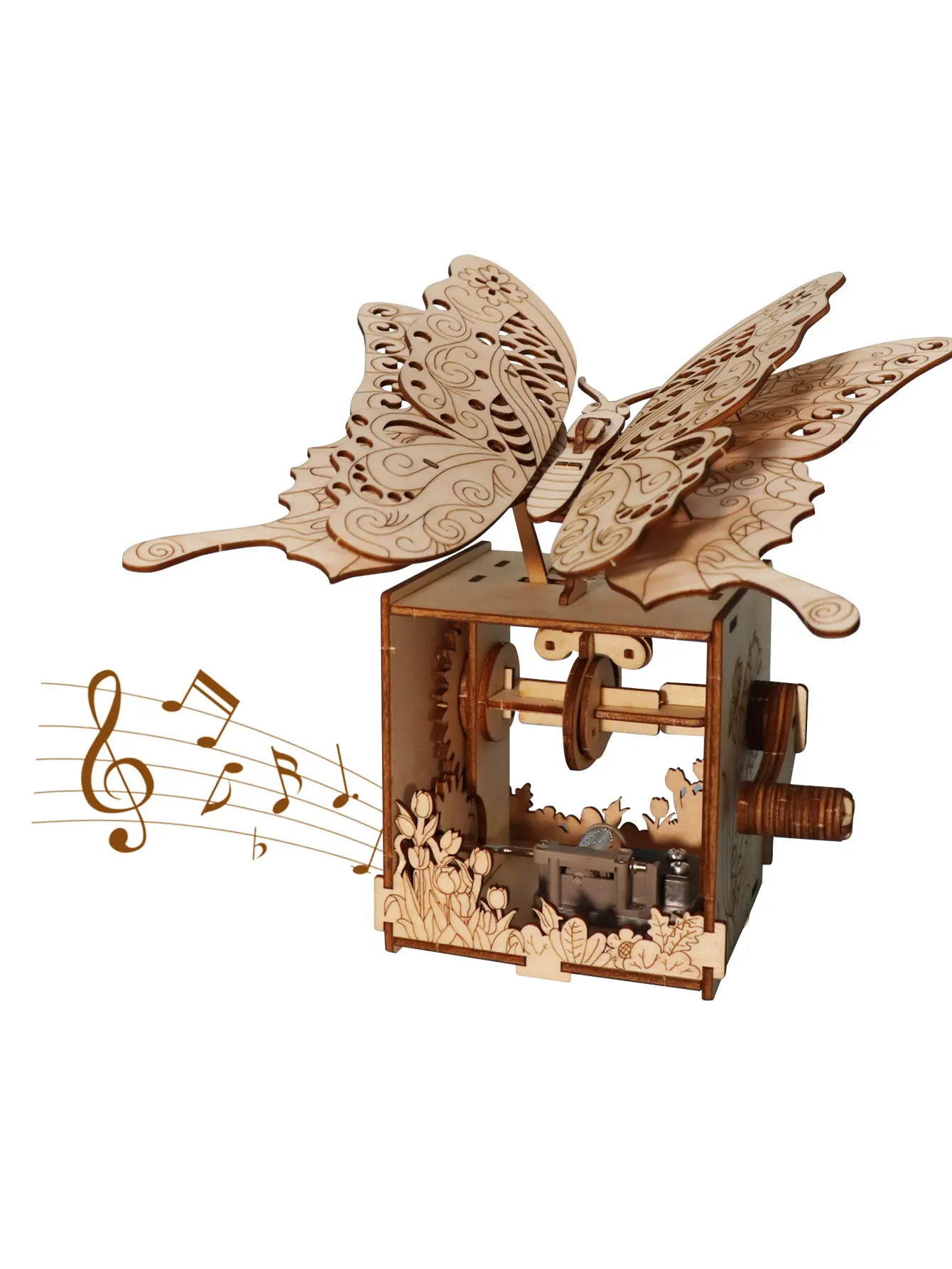 

3D Wooden Puzzle for Adults Butterfly Music Box Model Kits DIY Handmade Brthdays Christmas Gifts